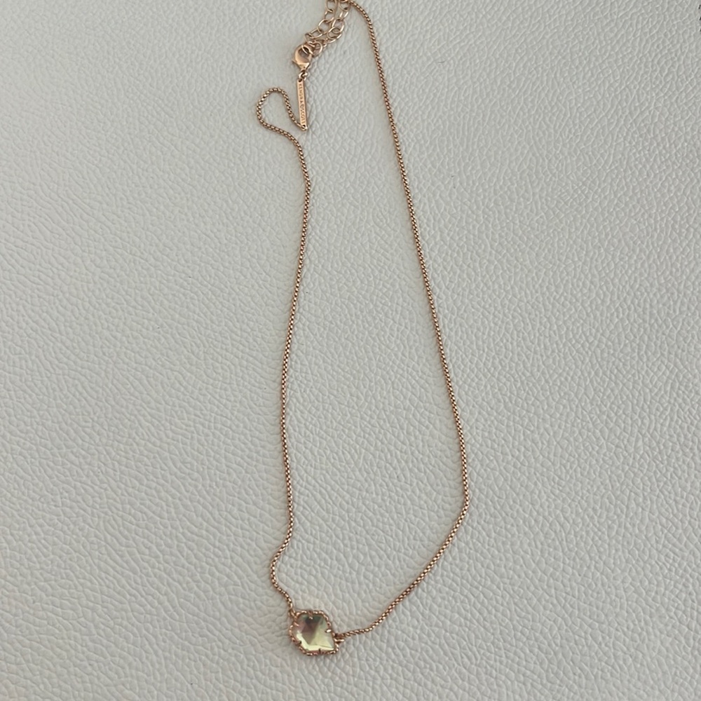 Kendra Scott Rose Gold Necklace with iridescent stone